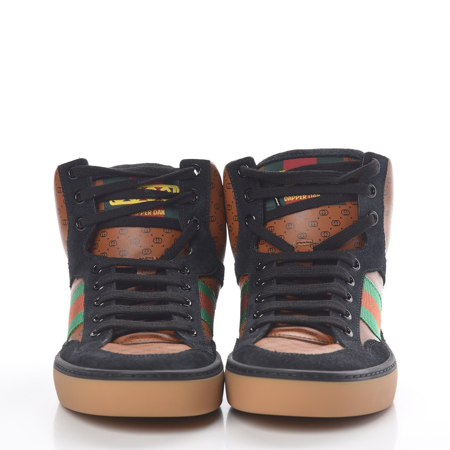 Gucci X DAPPER DAN Calfskin Suede GG Micro Monogram Womens High Top Sneakers 36 Black Cuir Ebony 2 of 10