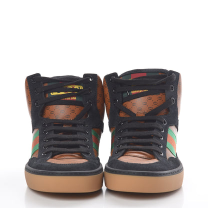 Gucci X DAPPER DAN Calfskin Suede GG Micro Monogram Womens High Top Sneakers 36 Black Cuir Ebony 2 of 10