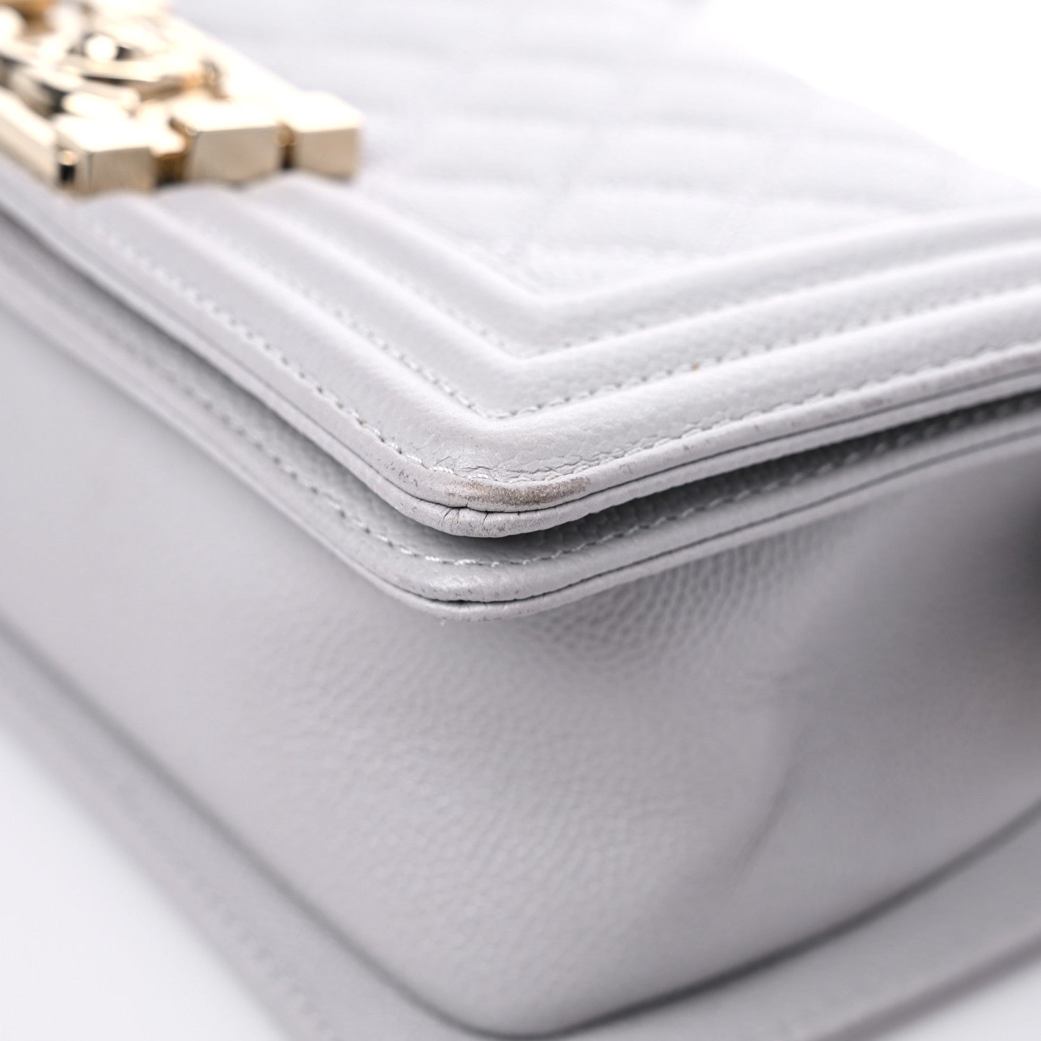 Chanel Caviar Quilted Small Boy Flap Light Grey 9 of 14