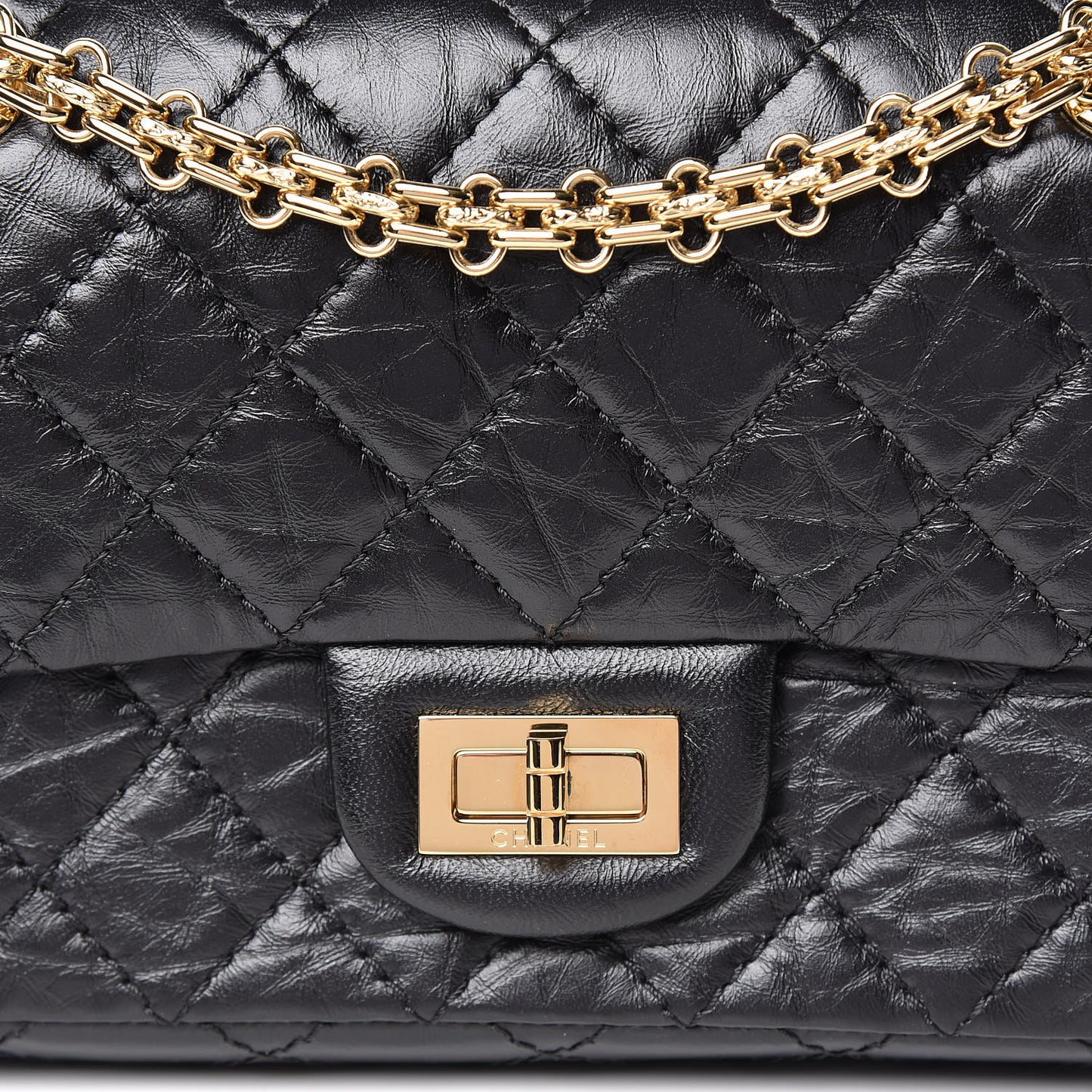 Aged Calfskin Quilted 2.55 Reissue Mini Flap Black