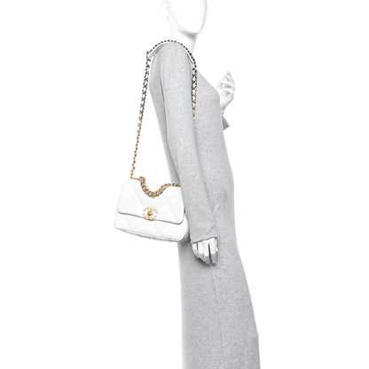 Chanel Goatskin Quilted Medium Chanel 19 Flap White 2 of 12