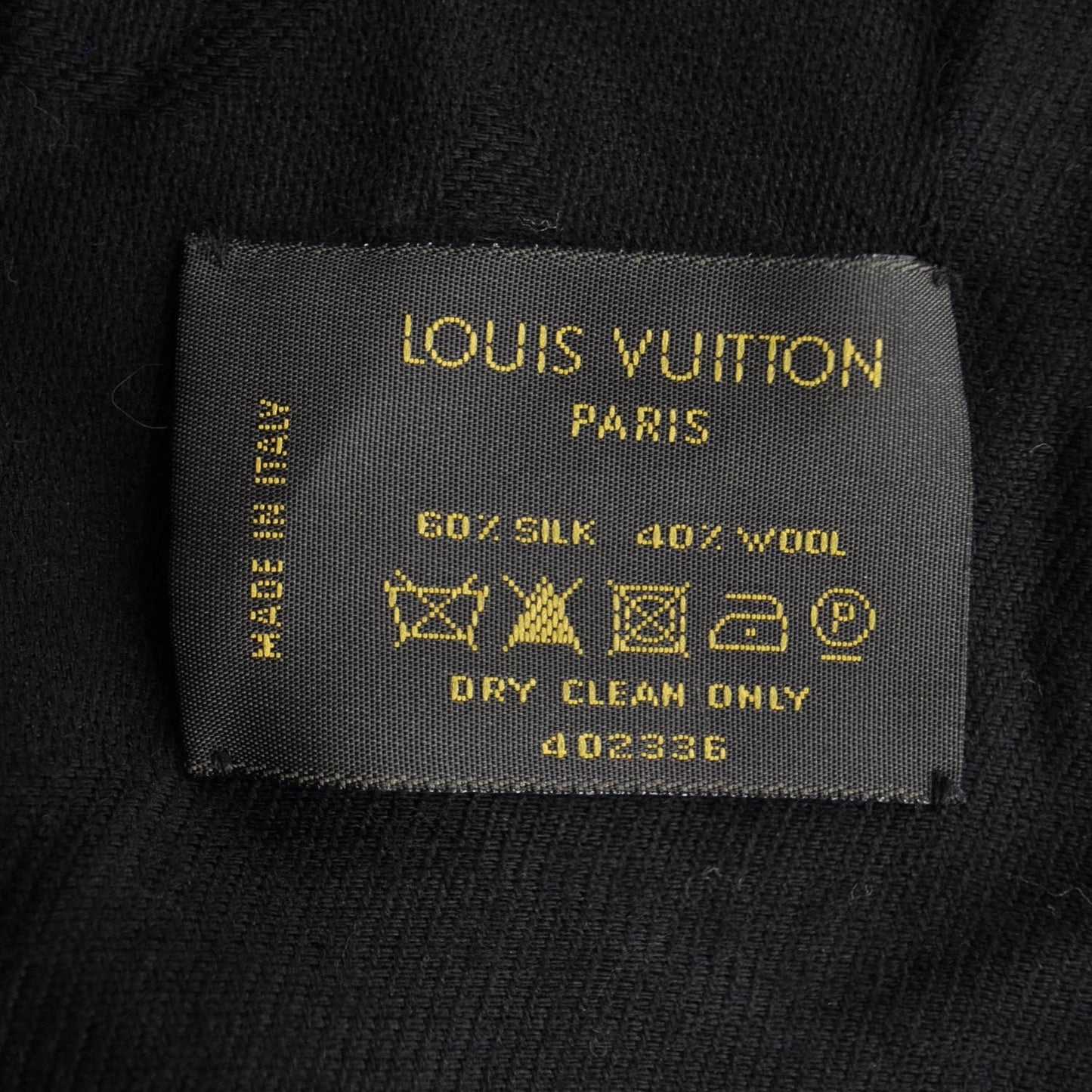 Wool Silk Monogram Shawl Black
