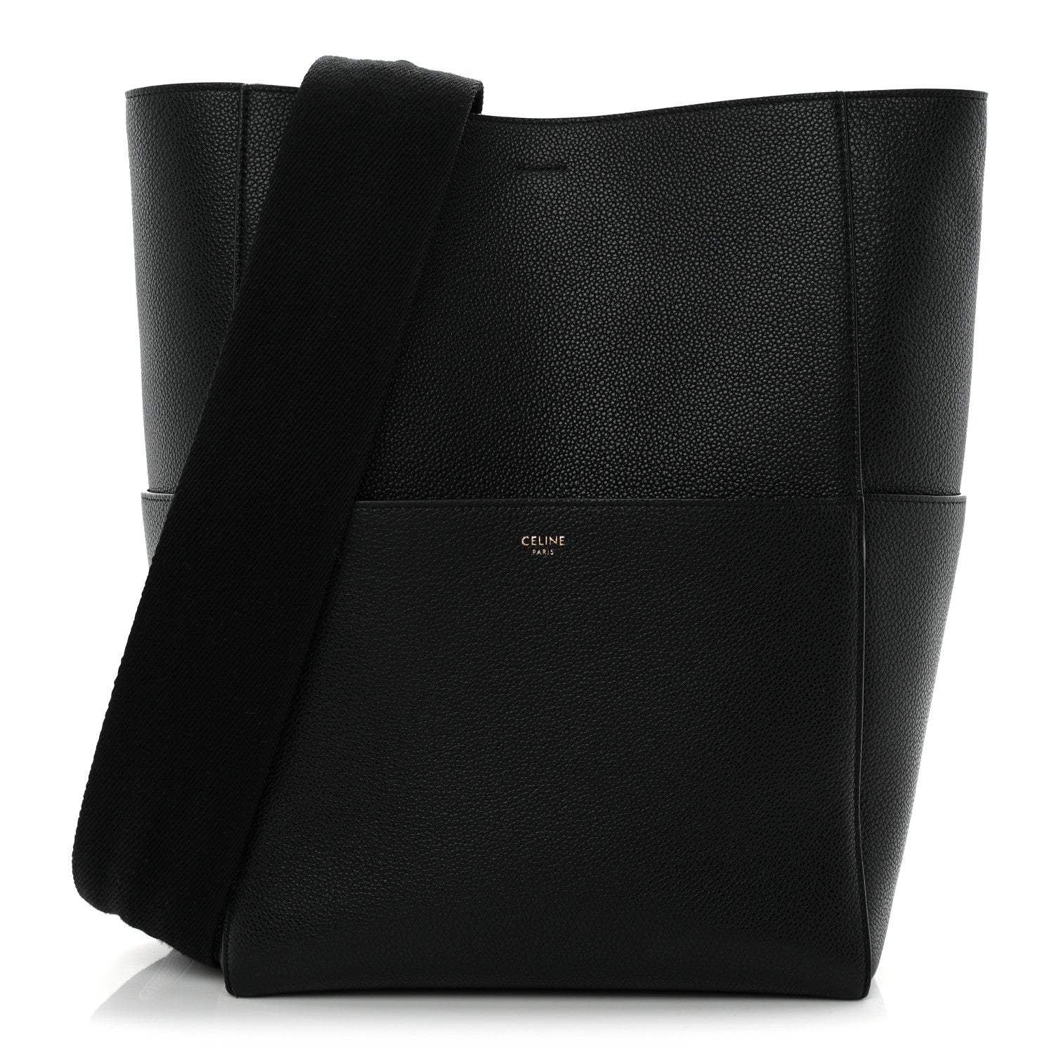 Celine Soft Grained Calfskin Sangle Bucket Bag Black 1 of 11