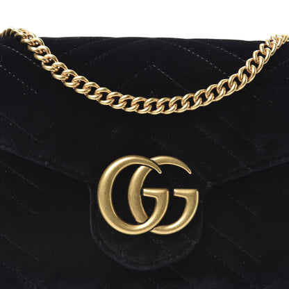 Gucci Velvet Matelasse GG Marmont Chain Wallet Black 9 of 9