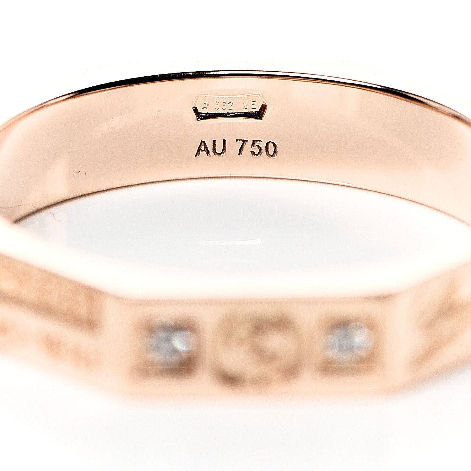 Gucci 18K Rose Gold Diamond Octagon Logo Band Ring 50 5.25 5 of 5