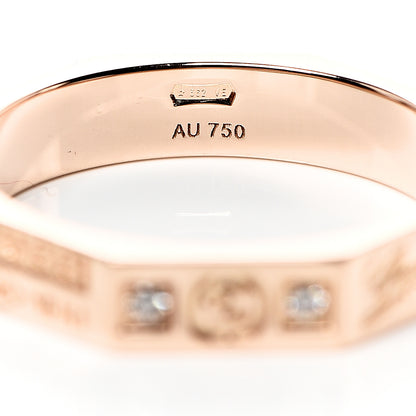 Gucci 18K Rose Gold Diamond Octagon Logo Band Ring 50 5.25 5 of 5