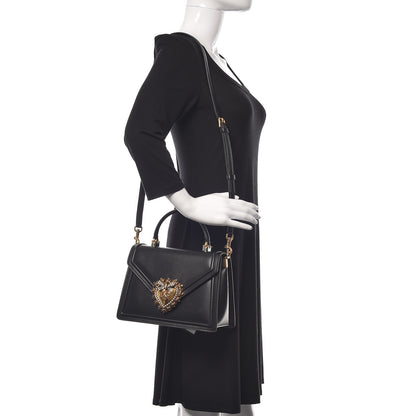 Dolce & Gabbana Smooth Calfskin Medium Devotion Envelope Top Handle Bag Black 2 of 9
