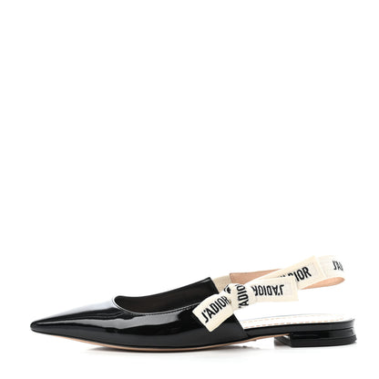 Christian Dior Patent Ribbon J'Adior Slingback Ballet Flats 36.5 Black 1 of 5