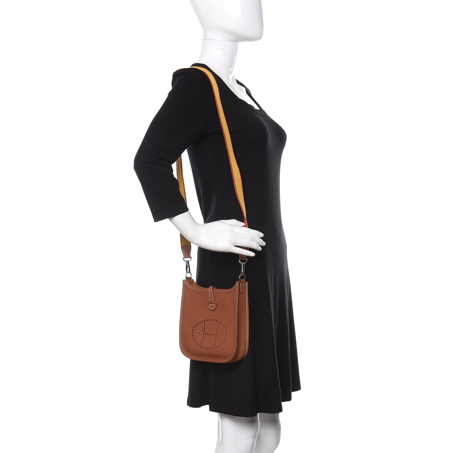 Hermes Taurillon Clemence Amazone Evelyne TPM Gold Jaune Ambre Brique 2 of 10