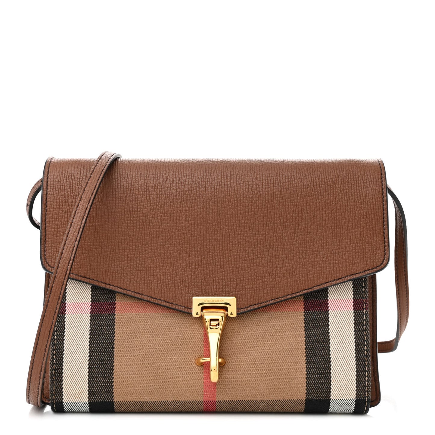 Derby Calfskin House Check Small Macken Crossbody Bag Tan