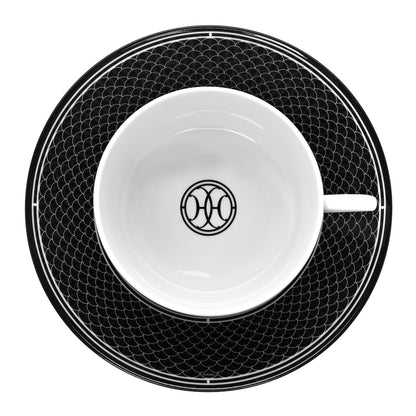 Hermes Porcelain H Deco Breakfast Cup And Saucer Set Of 2 Black 4 of 7