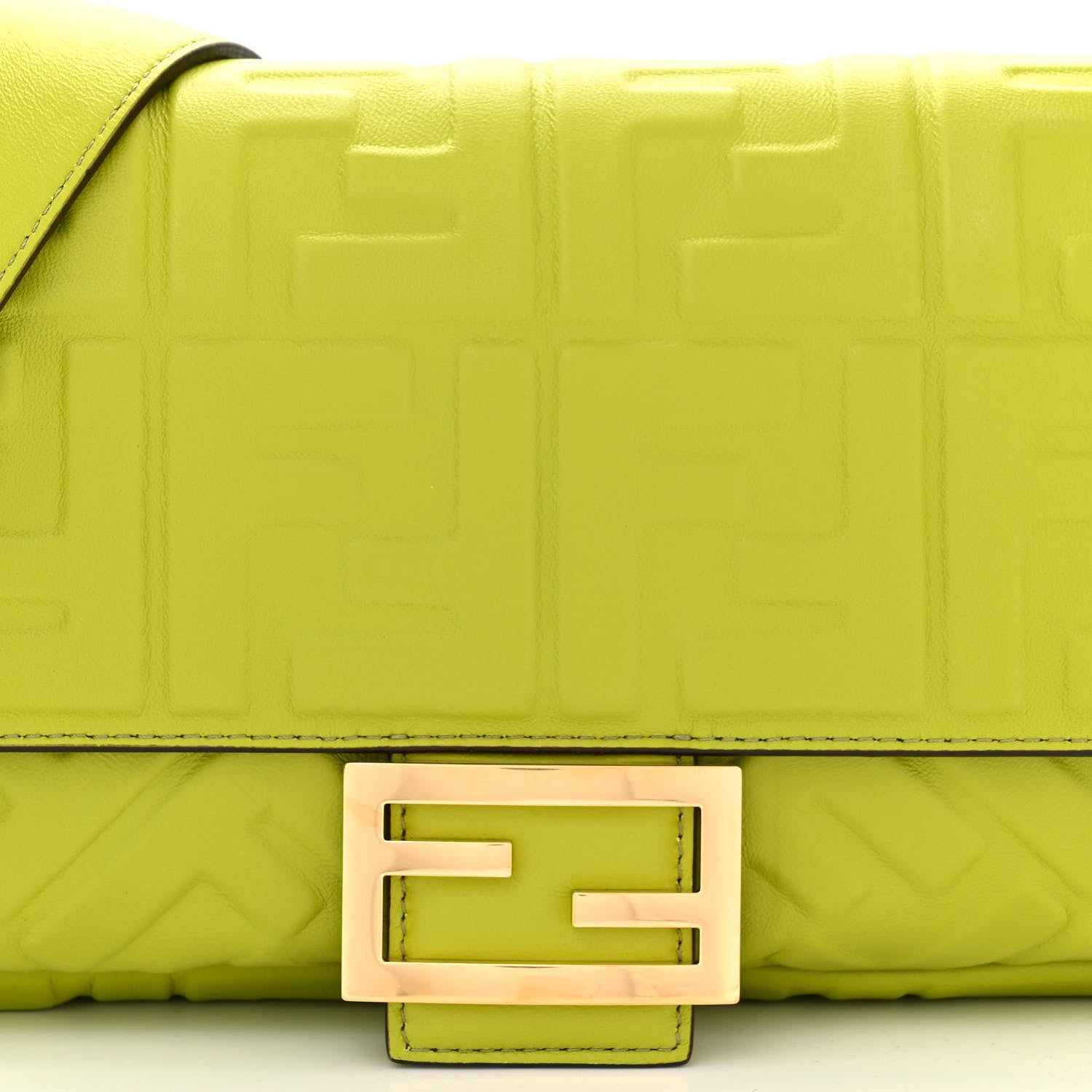 Fendi Nappa FF 1974 Embossed Baguette Wasabi 8 of 10