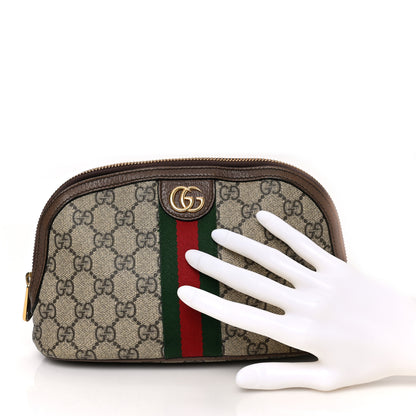 Gucci GG Supreme Monogram Textured Calfskin Web Large Ophidia Cosmetic Case Beige Ebony New Acero 2 of 9