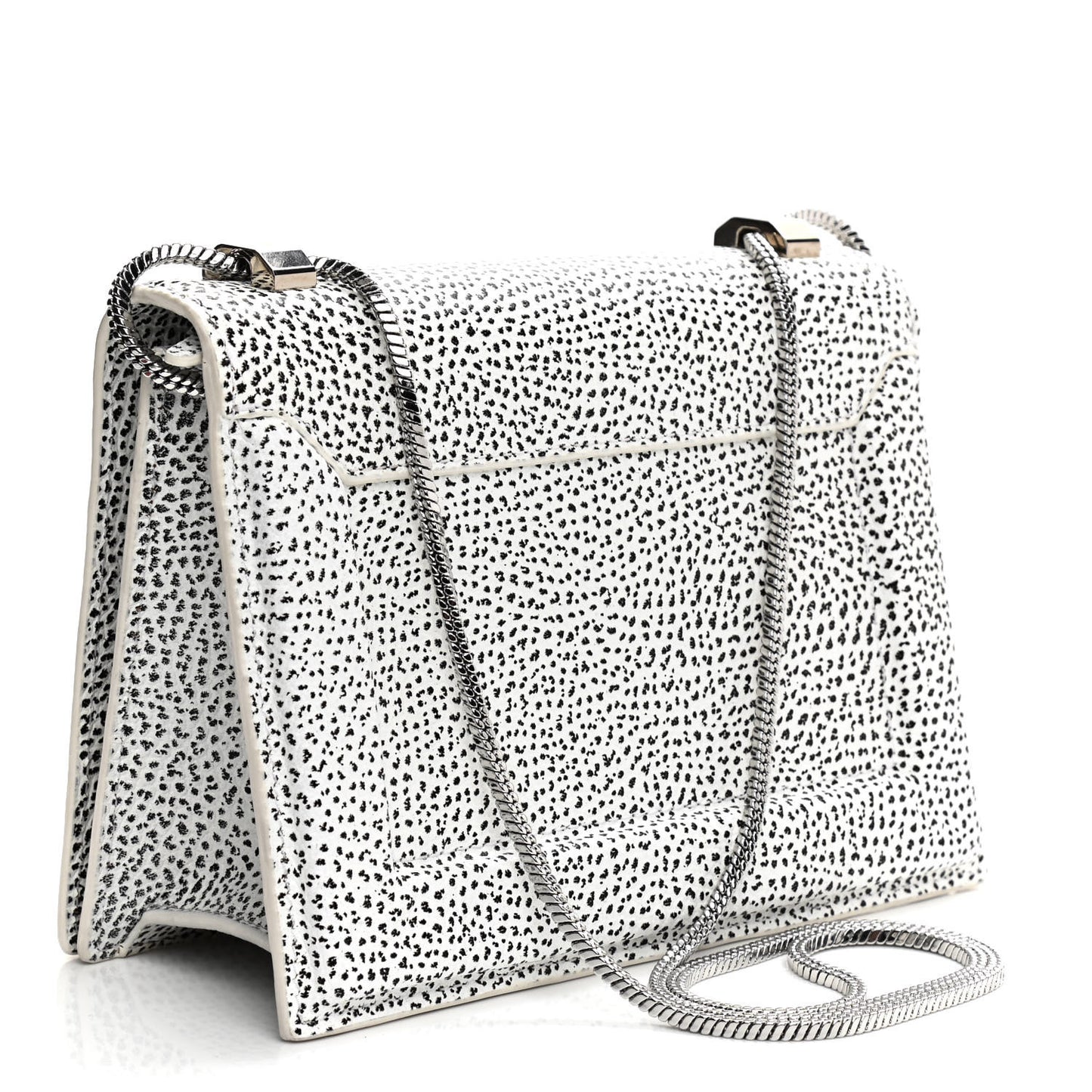 Textured Calfskin Soleil East West Shoulder Bag White