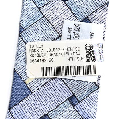 Hermes Silk Mors a Jouets Chemise Twilly Bleu Jean Ciel Mauve 5 of 5
