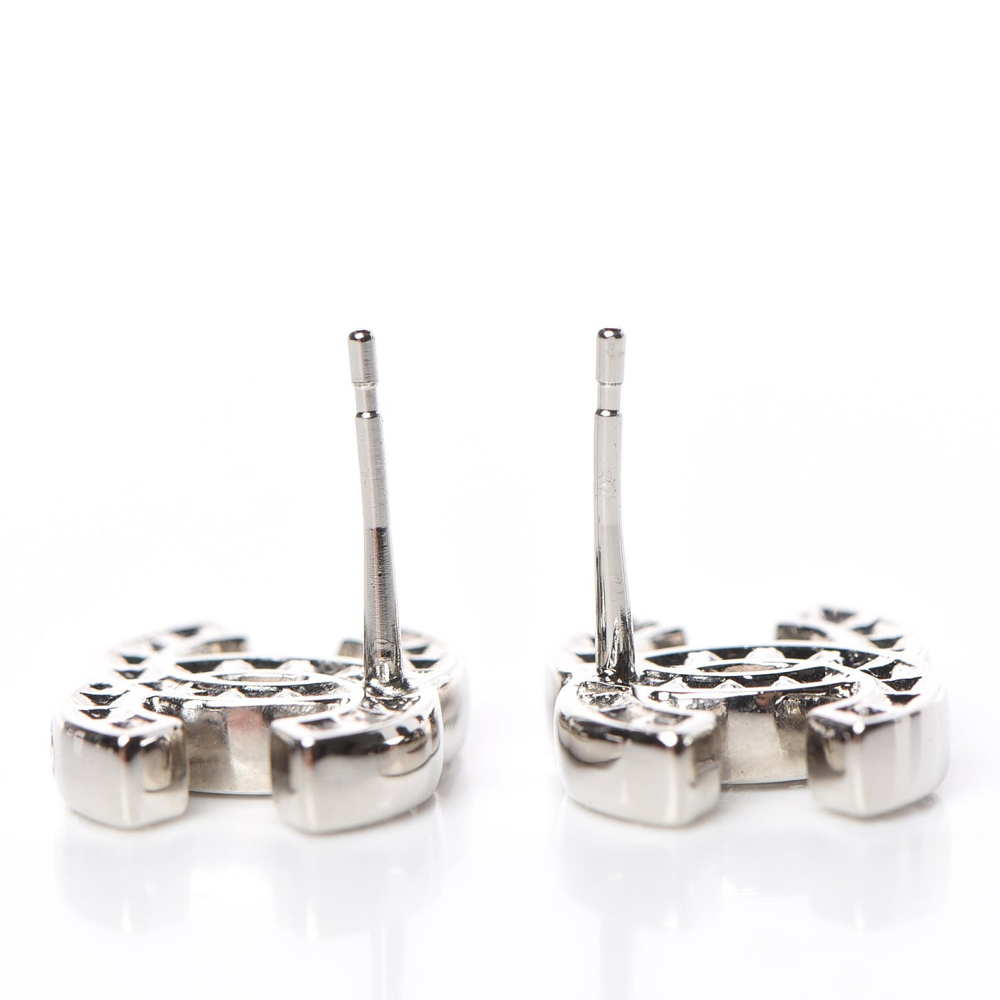 Baguette Crystal CC Earrings Silver