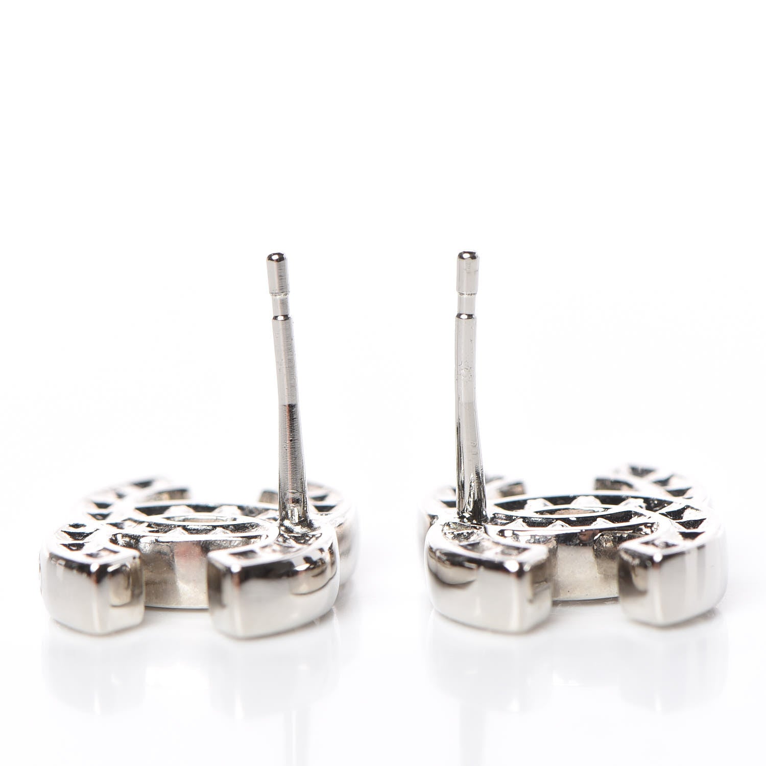 Chanel Baguette Crystal CC Earrings Silver 3 of 6