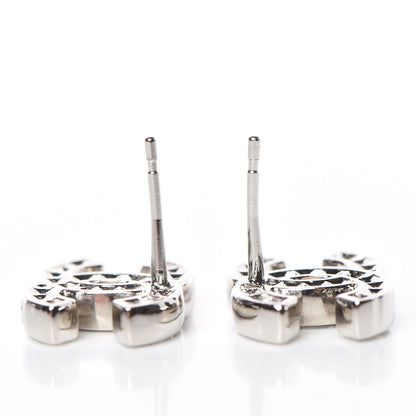 Chanel Baguette Crystal CC Earrings Silver 3 of 6