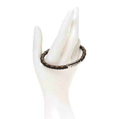 Fendi Calfskin Braided F Bracelet M Beige Brown 2 of 4