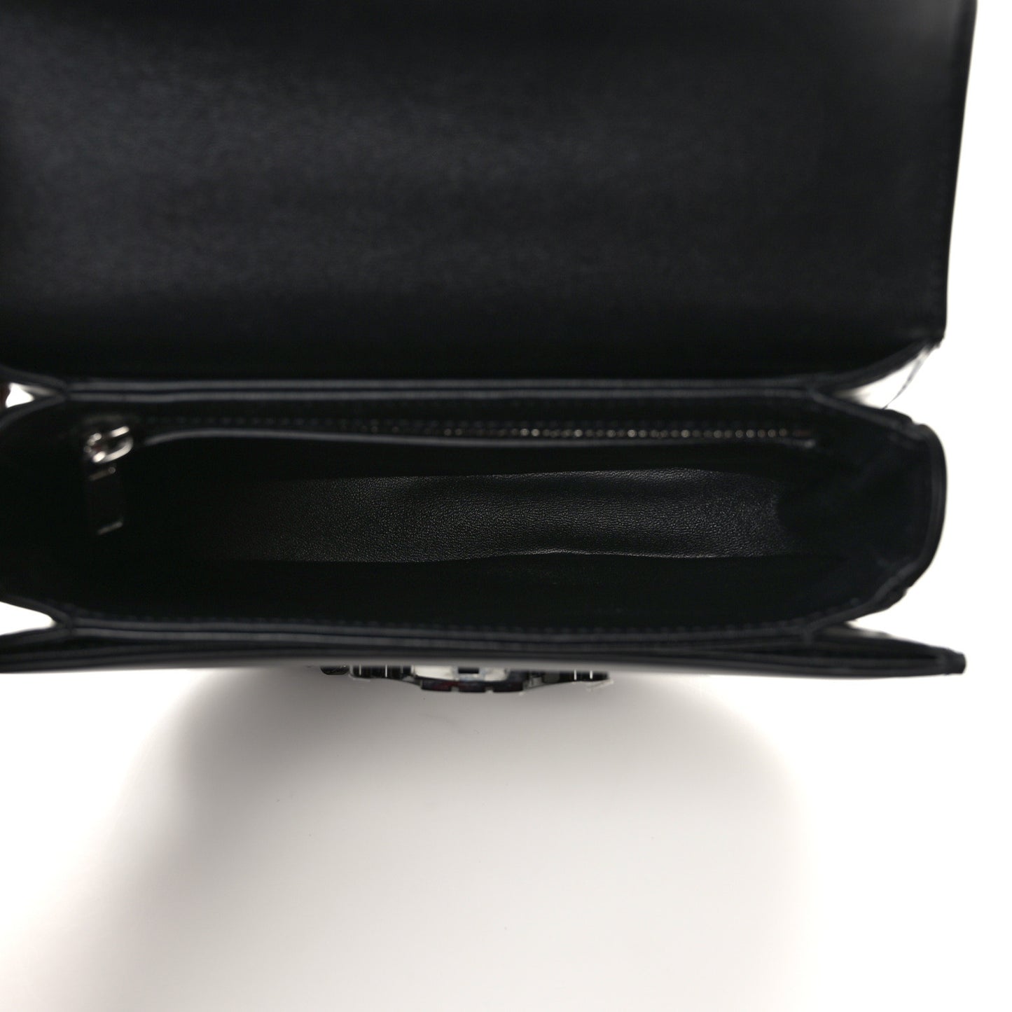 Shiny Calfskin Besace Clea Chain Triomphe Black