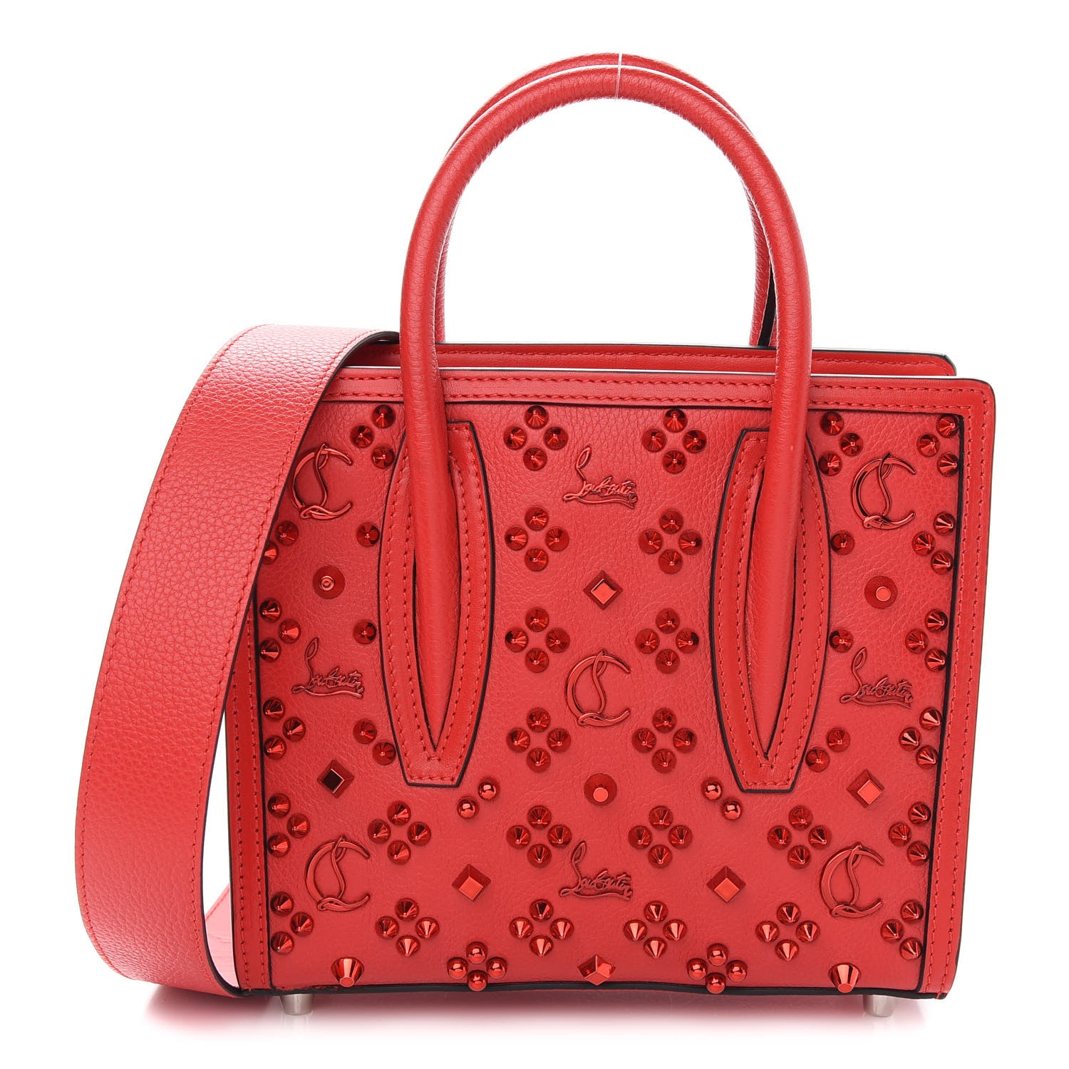 Christian Louboutin Calfskin Spikes Loubinthesky Mini Paloma Red 1 of 9