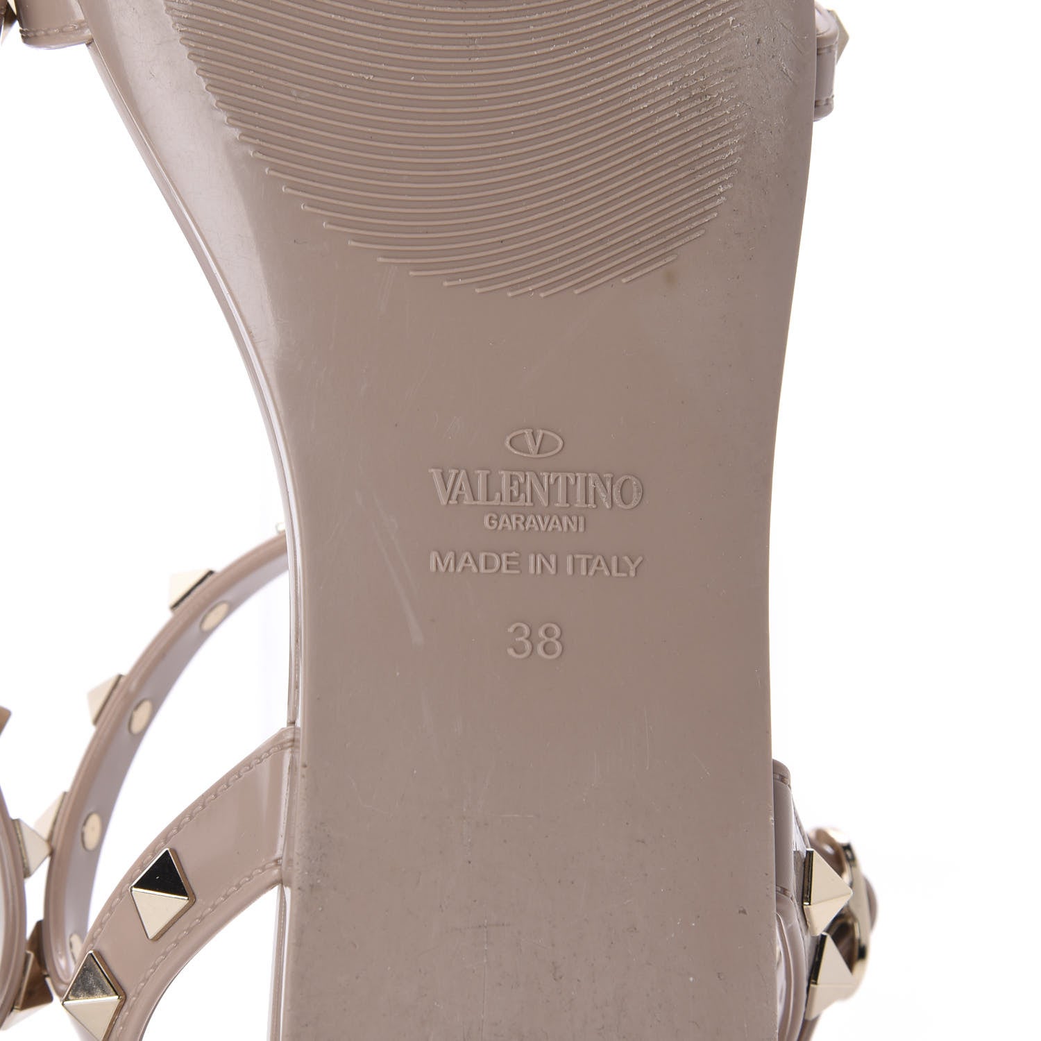 Valentino Garavani PVC Jelly Rockstud Caged Sandals 38 Poudre 8 of 8