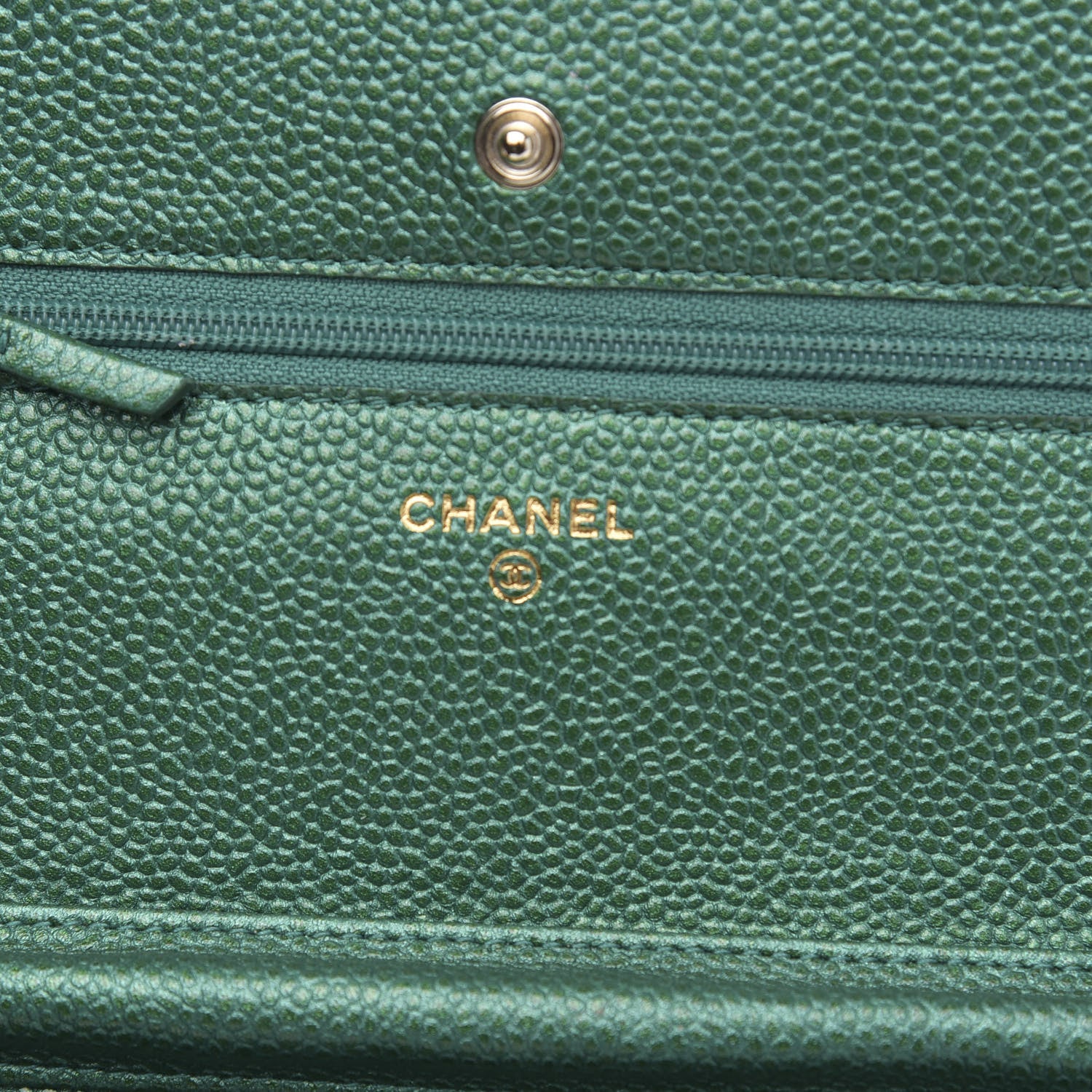 Chanel Metallic Caviar Quilted Wallet On Chain WOC Green 6 of 11