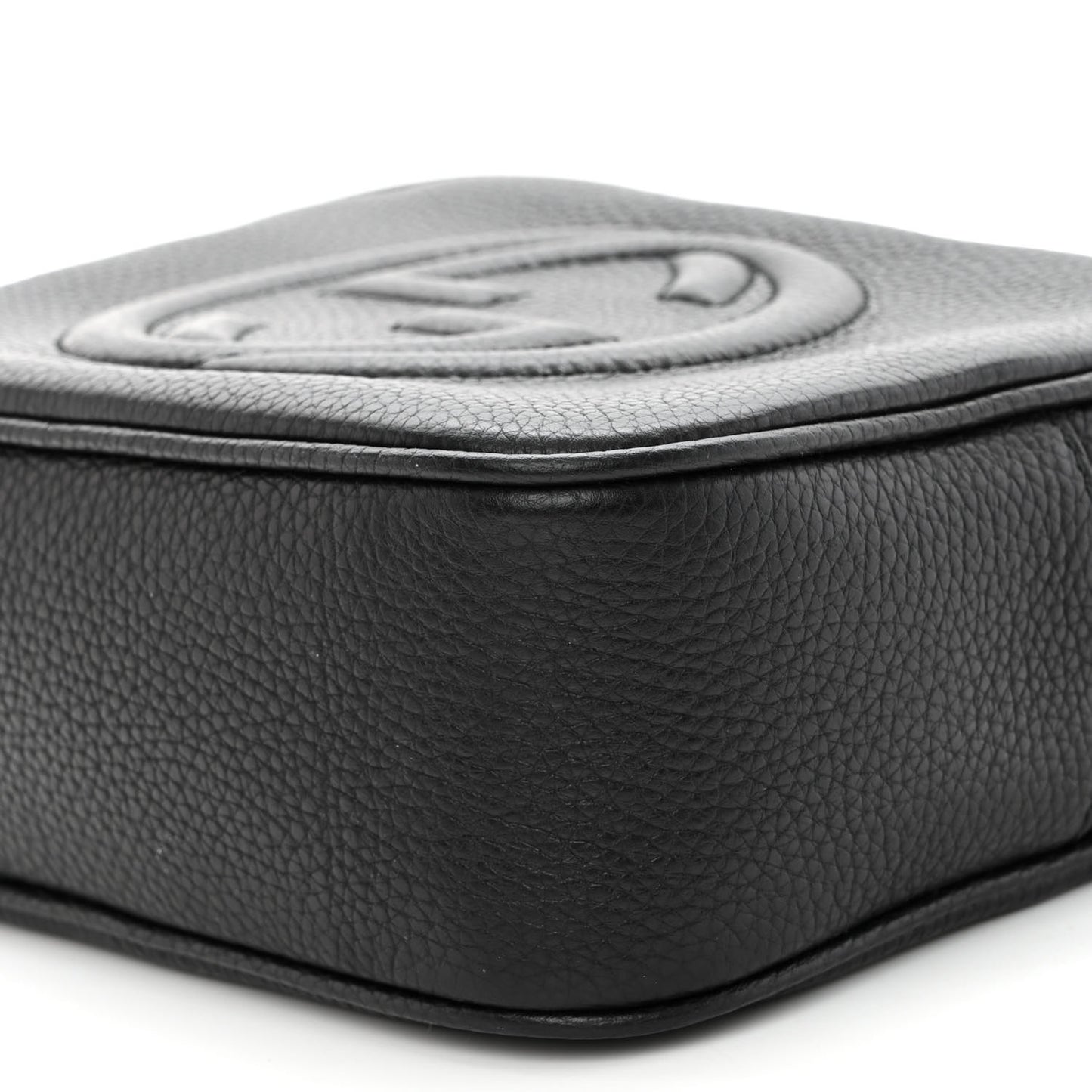 Pebbled Calfskin Small Soho Disco Bag Black