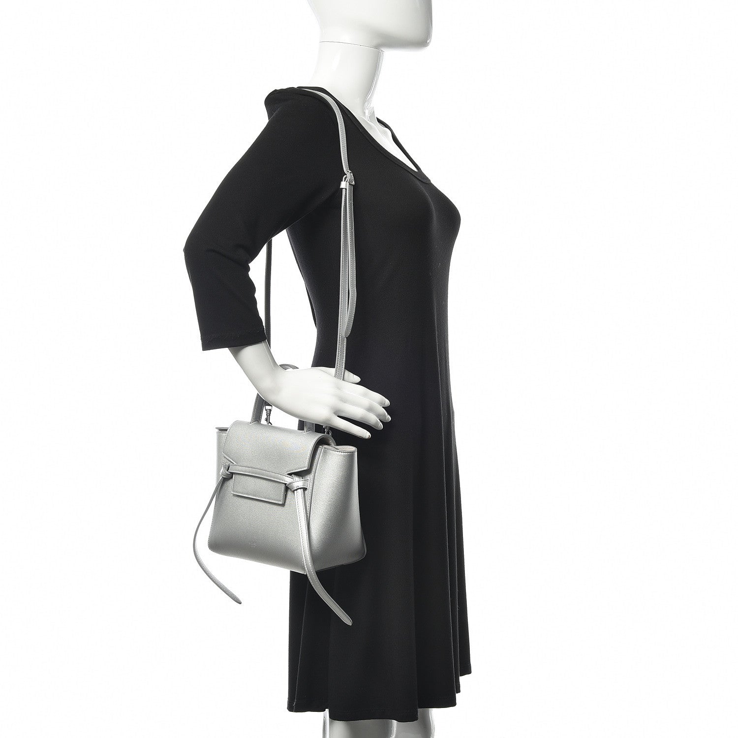 Celine Laminated Calfskin Nano Belt Bag Silver 2 of 9