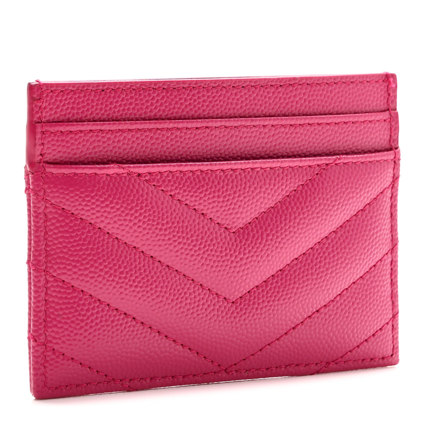 Grain De Poudre Matelasse Chevron Monogram Credit Card Case Fresh Fuxia