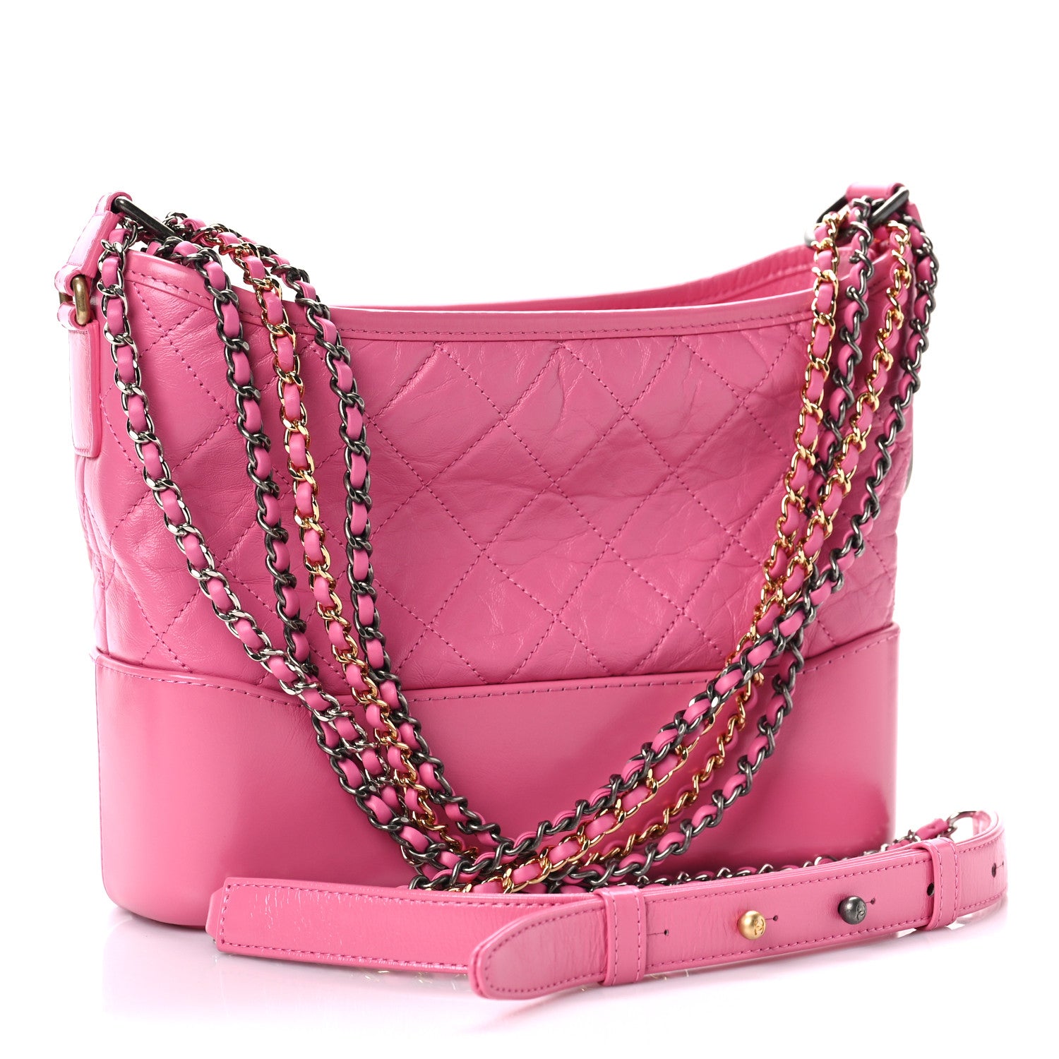 Chanel Aged Calfskin Quilted Medium Gabrielle Hobo Pink 3 of 9