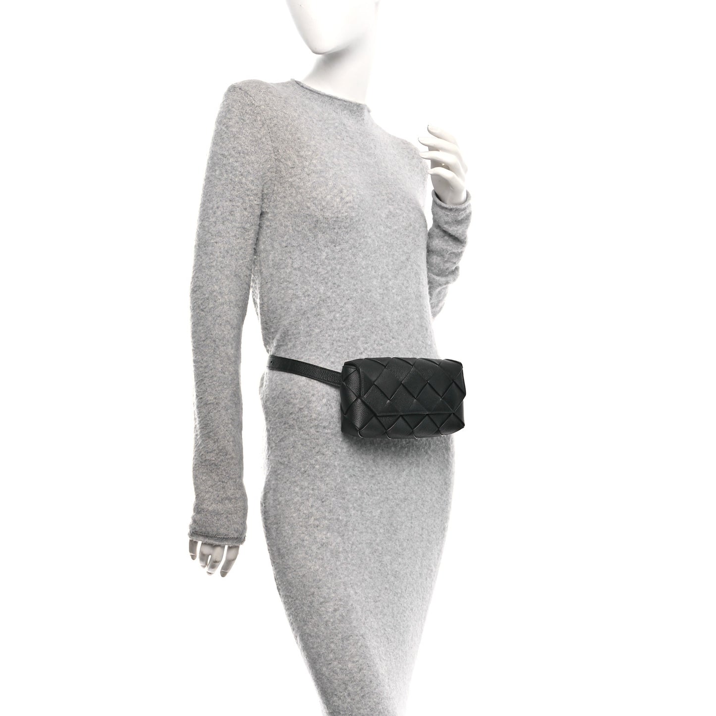 Calfskin Intreccio Diago Belt Bag Black