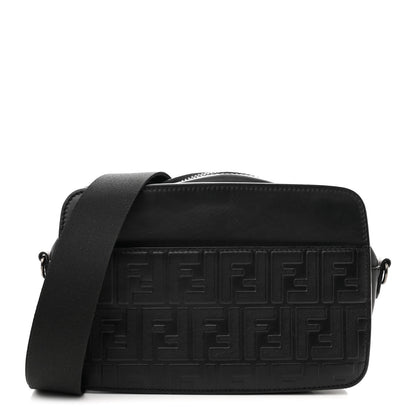 Fendi Vitello Century Grace FF Embossed Shoulder Clutch Black 1 of 12