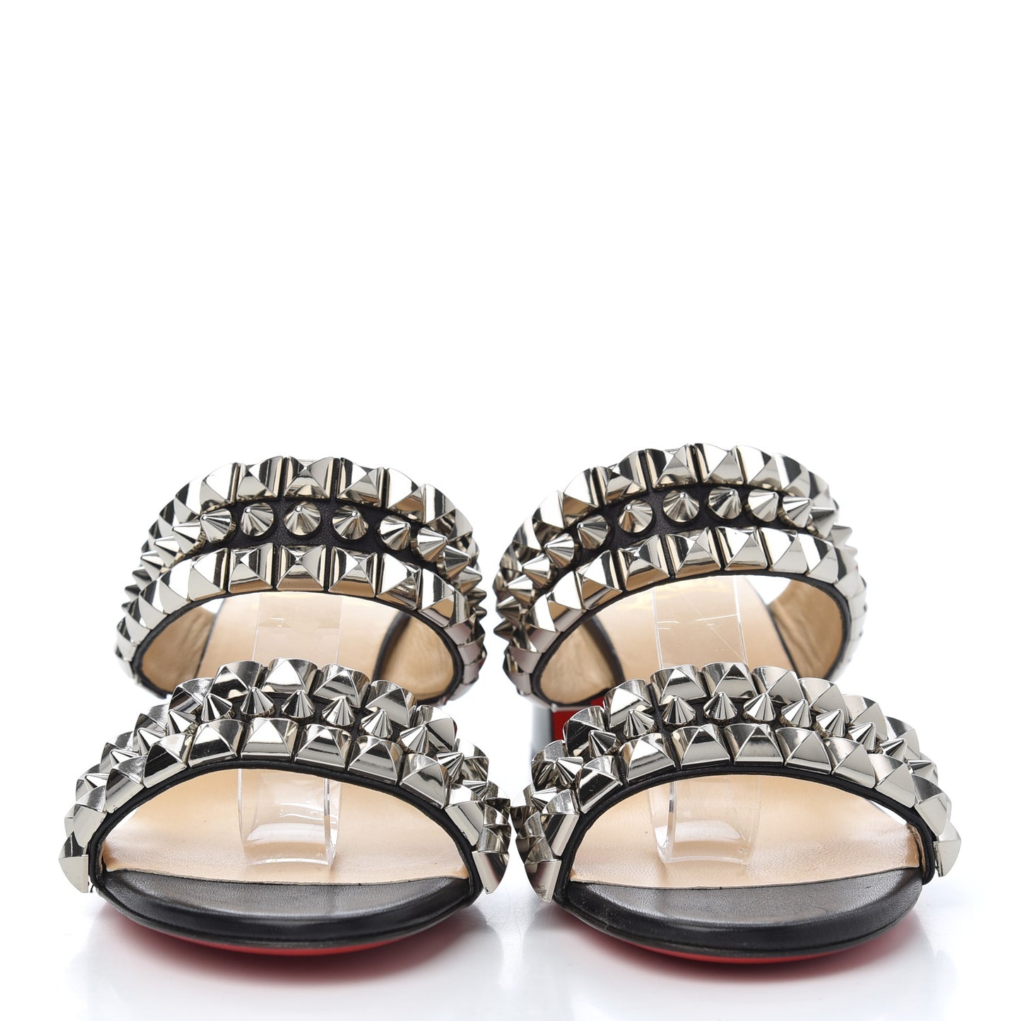 Calfskin Studded Tina Goes Mad 55 Slide Sandals 40 Black