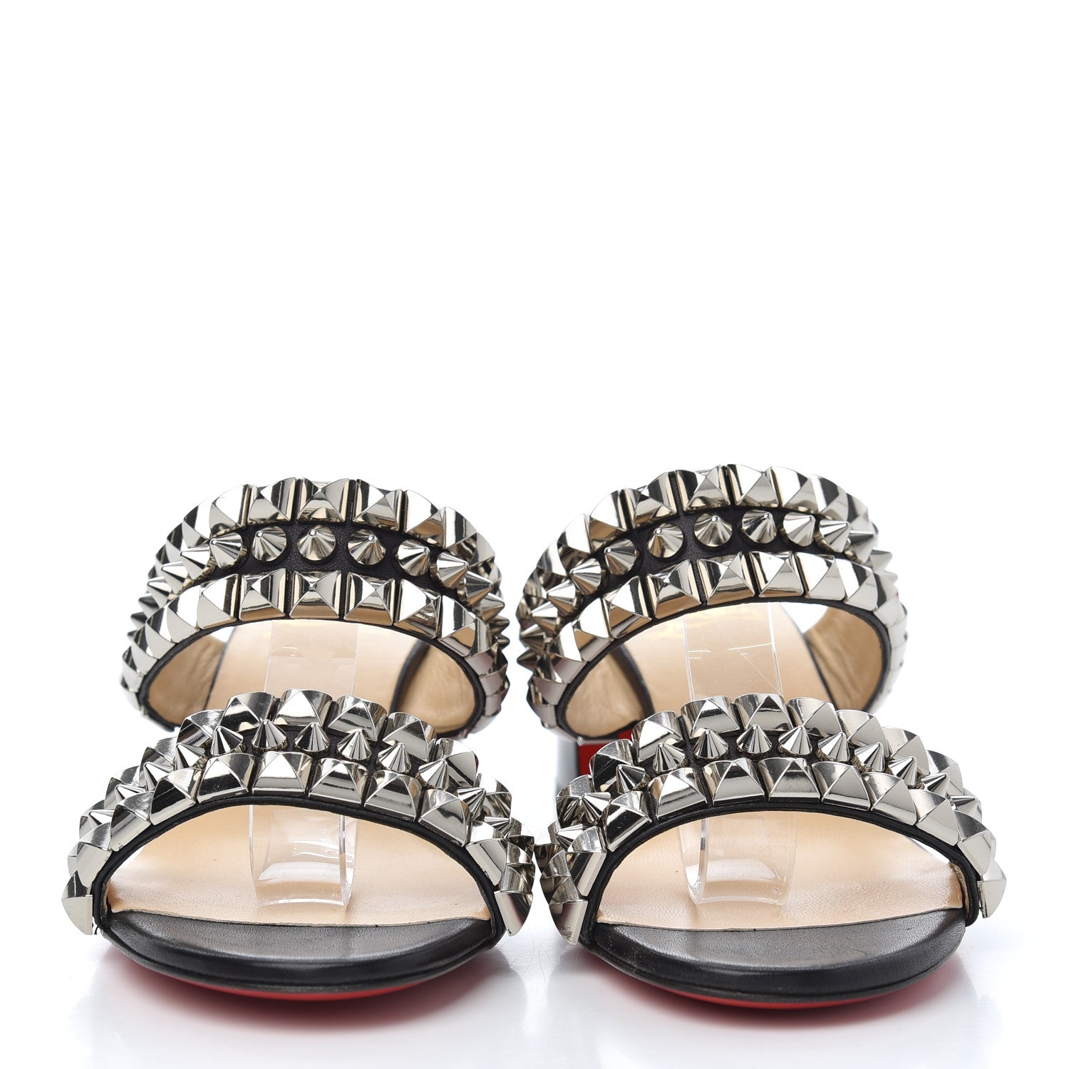 Christian Louboutin Calfskin Studded Tina Goes Mad 55 Slide Sandals 40 Black 2 of 11