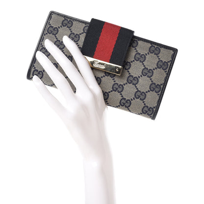 Gucci Monogram Calfskin Ladies Web Continental Wallet Beige Blue 2 of 12