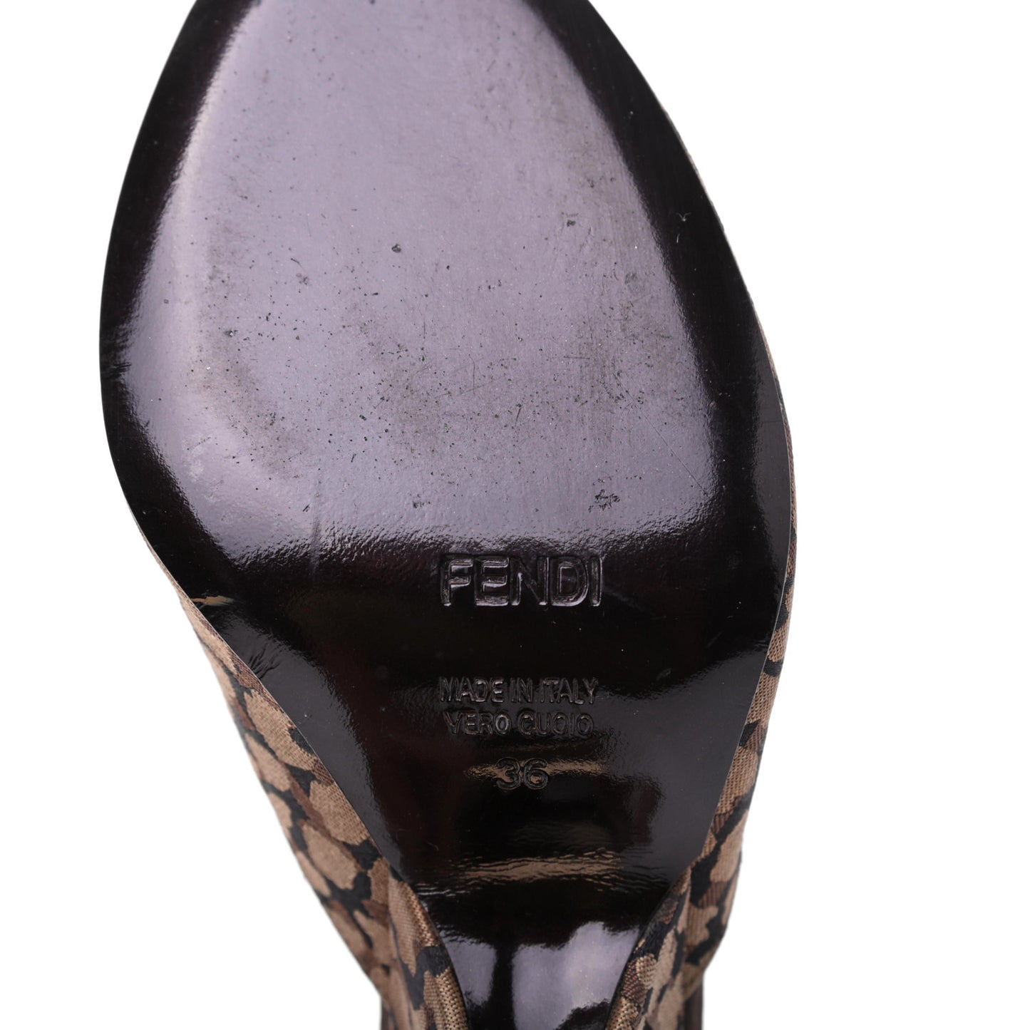 Fabric FF Wedge Mules 36 Black Brown