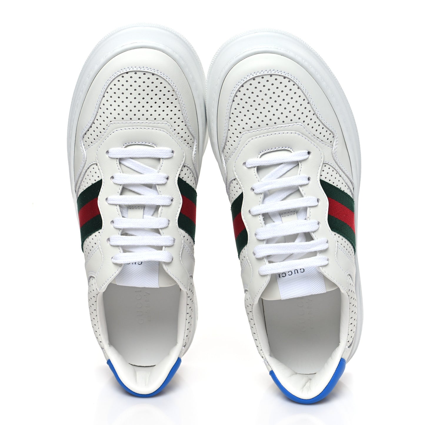 Calfskin Web Perforated Womens Platform 55mm Sneakers 41 White Bright Splash