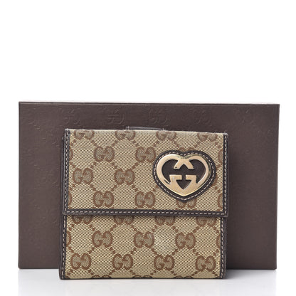 Gucci Monogram Lovely Heart French Flap Wallet Dark Brown 8 of 8