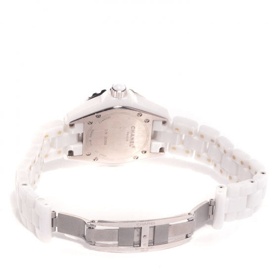 Stainless Steel Ceramic Diamond 33mm J12 Quartz Watch White
