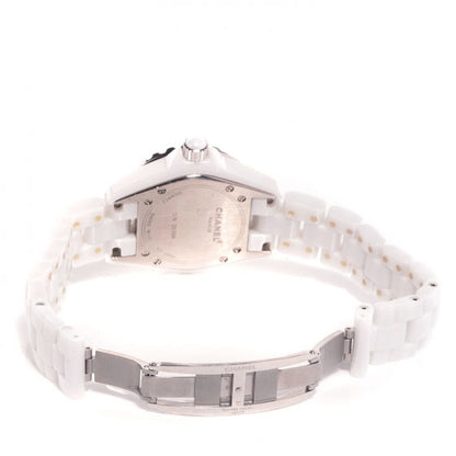 Chanel Stainless Steel Ceramic Diamond 33mm J12 Quartz Watch White 4 of 7