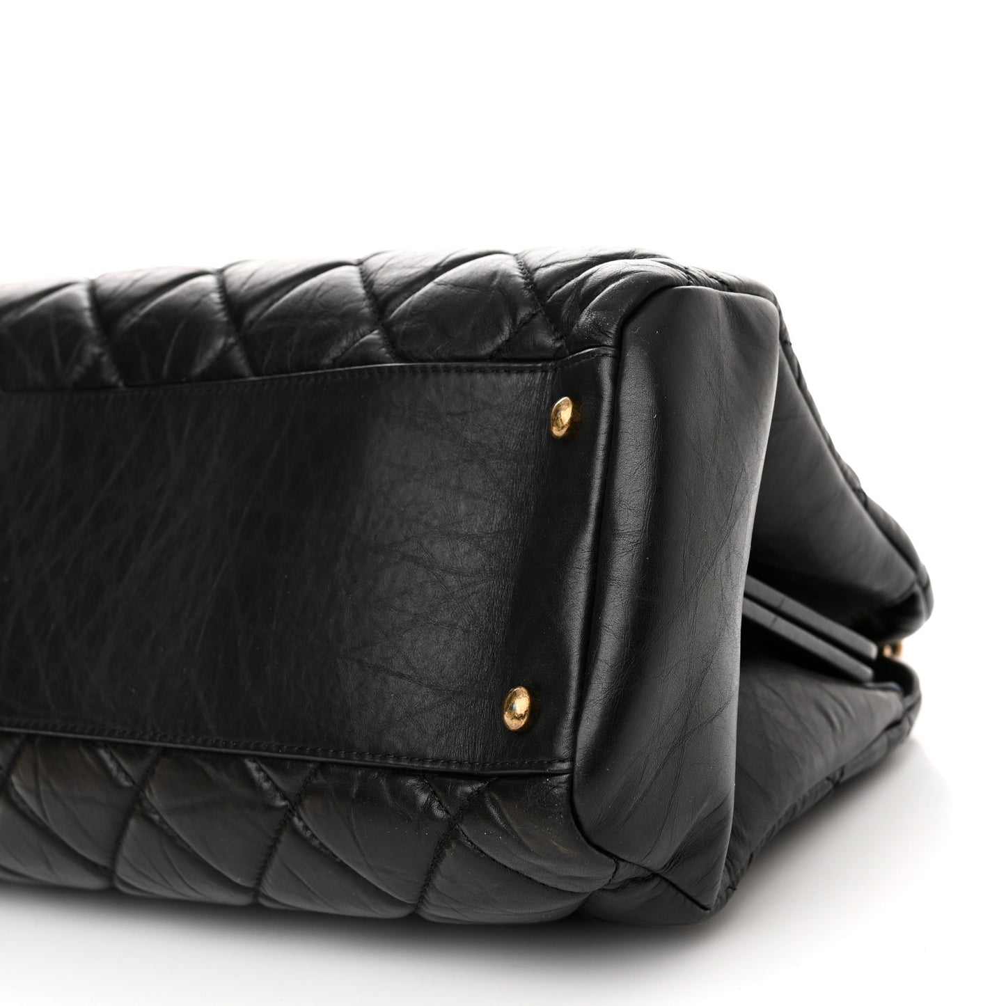 Aged Calfskin Large Just Mademoiselle Bowling Bag Black