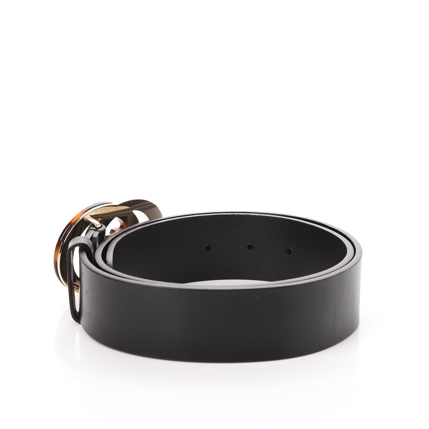 Gucci Calfskin Tortoise Gold Interlocking G Belt 85 34 Black 3 of 5