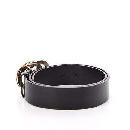Gucci Calfskin Tortoise Gold Interlocking G Belt 85 34 Black 3 of 5