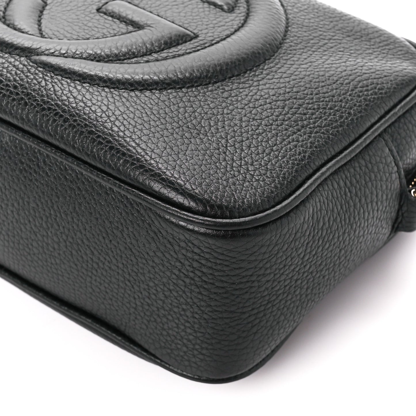 Pebbled Calfskin Small Soho Disco Bag Black