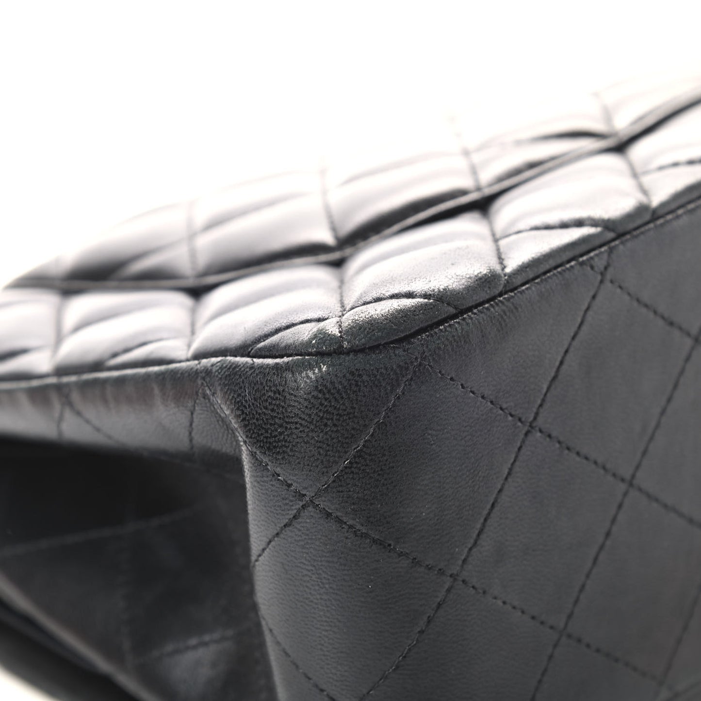Lambskin Quilted Jumbo Double Flap Black