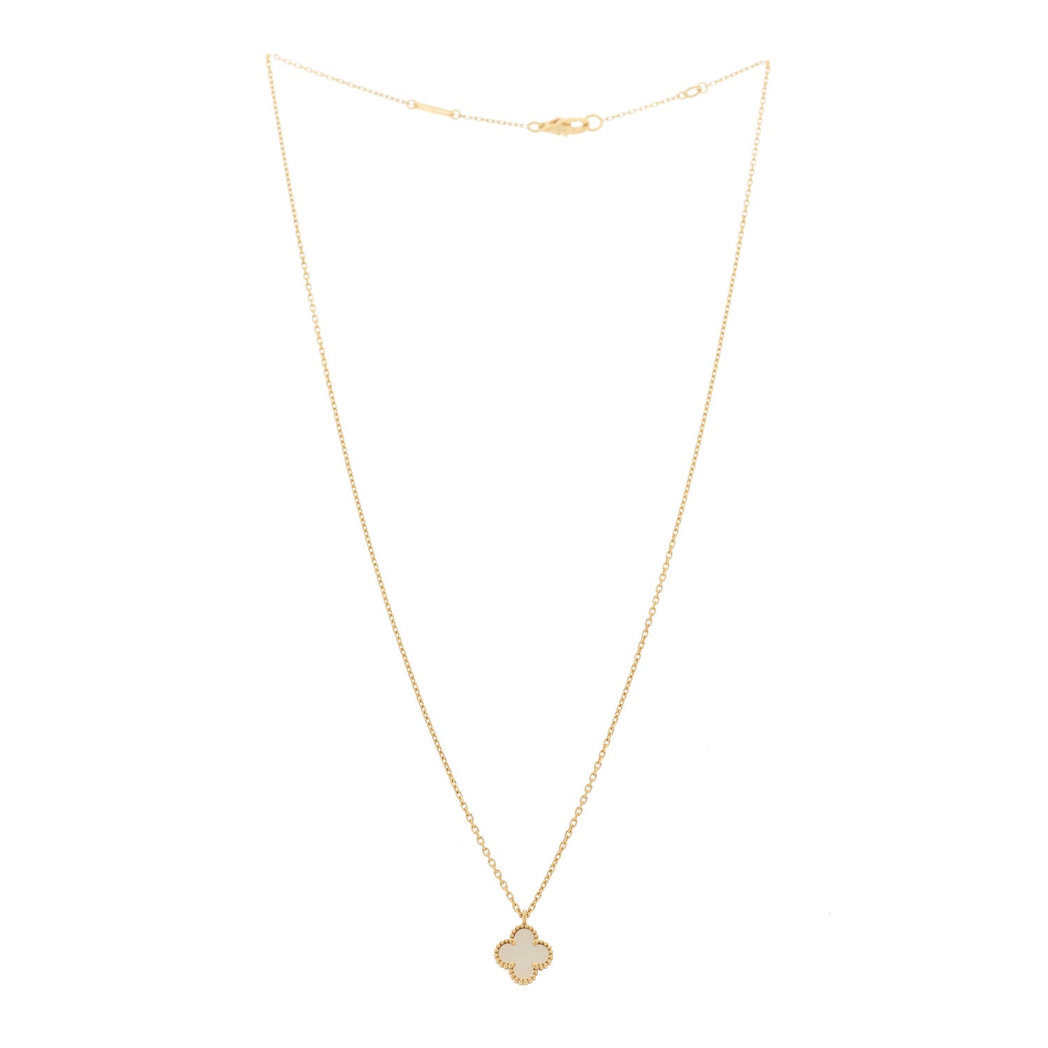 Van Cleef & Arpels 18K Yellow Gold Mother of Pearl Sweet Alhambra Pendant Necklace 3 of 5