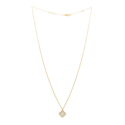 Van Cleef & Arpels 18K Yellow Gold Mother of Pearl Sweet Alhambra Pendant Necklace 3 of 5