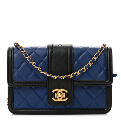 Chanel Lambskin Quilted Elegant CC Wallet On Chain WOC Blue Black 1 of 11