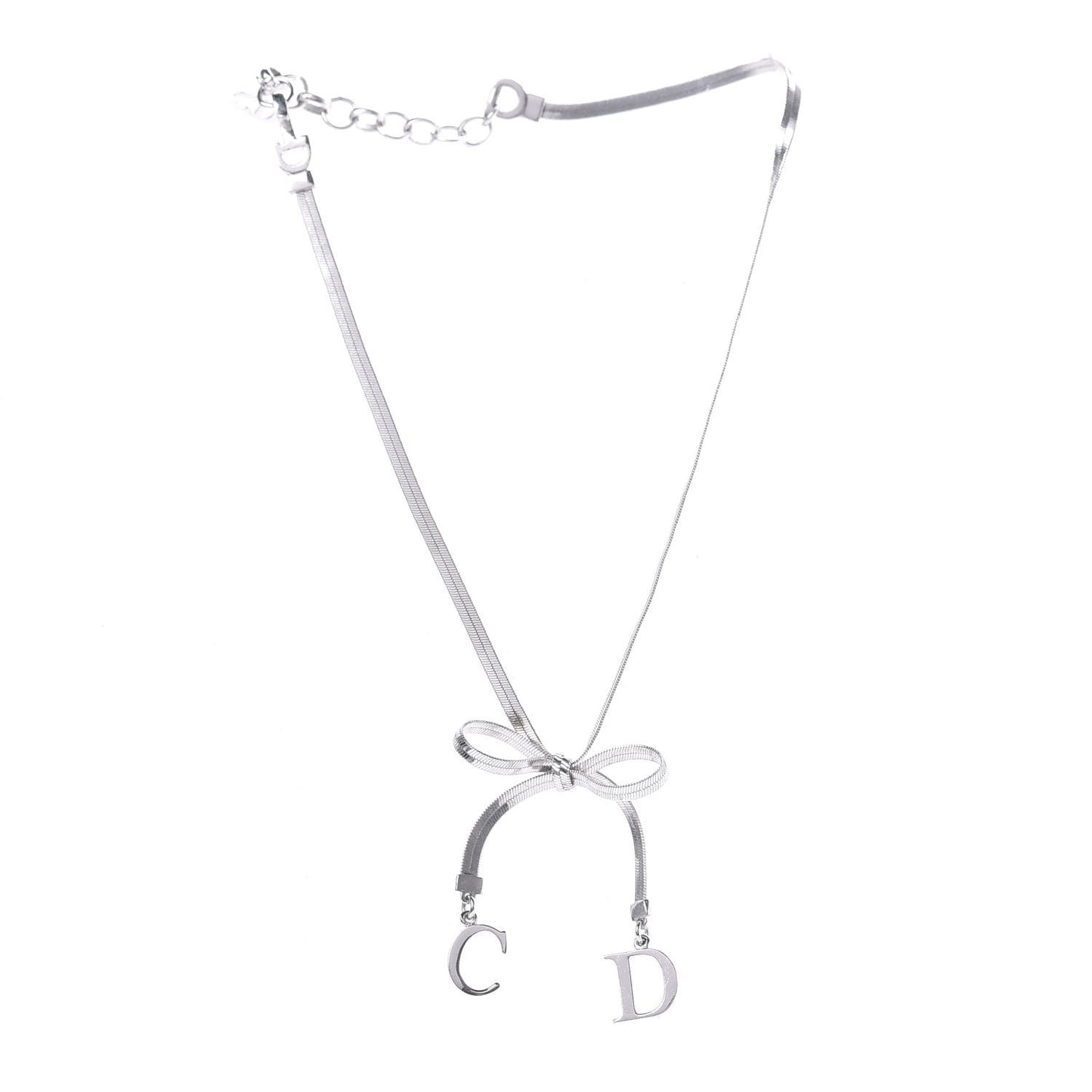 Bow CD Necklace Silver